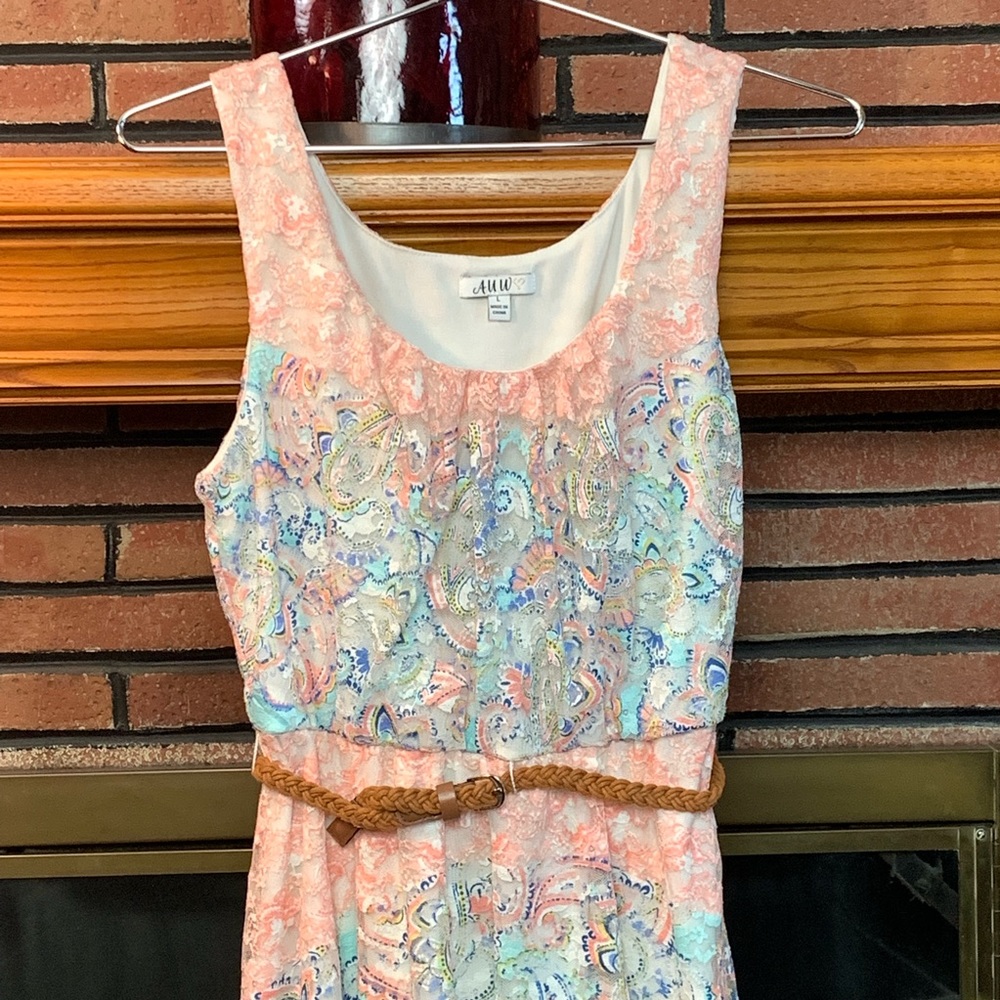 A.U.W. Sleeveless Paisley Print Dress SZ-L - Picture 2 of 7